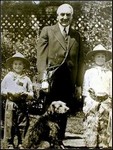President Harding with Airedale Terrier, Laddie Boy